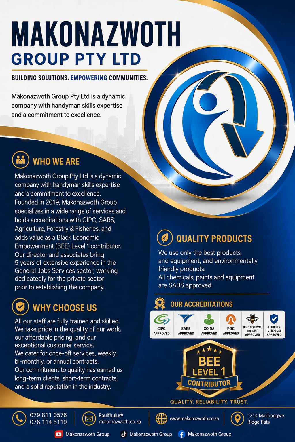 Makonazwoth Group - Who We Are, BEE Level 1, Quality Products